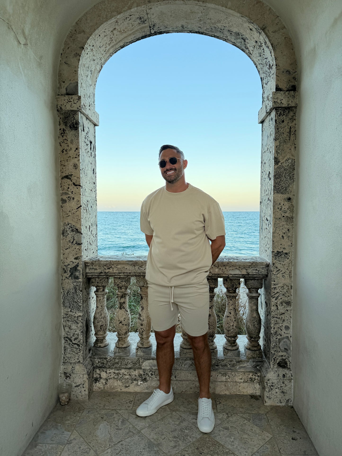 Short Sleeve Textured T-Shirt & Short Set (Khaki)