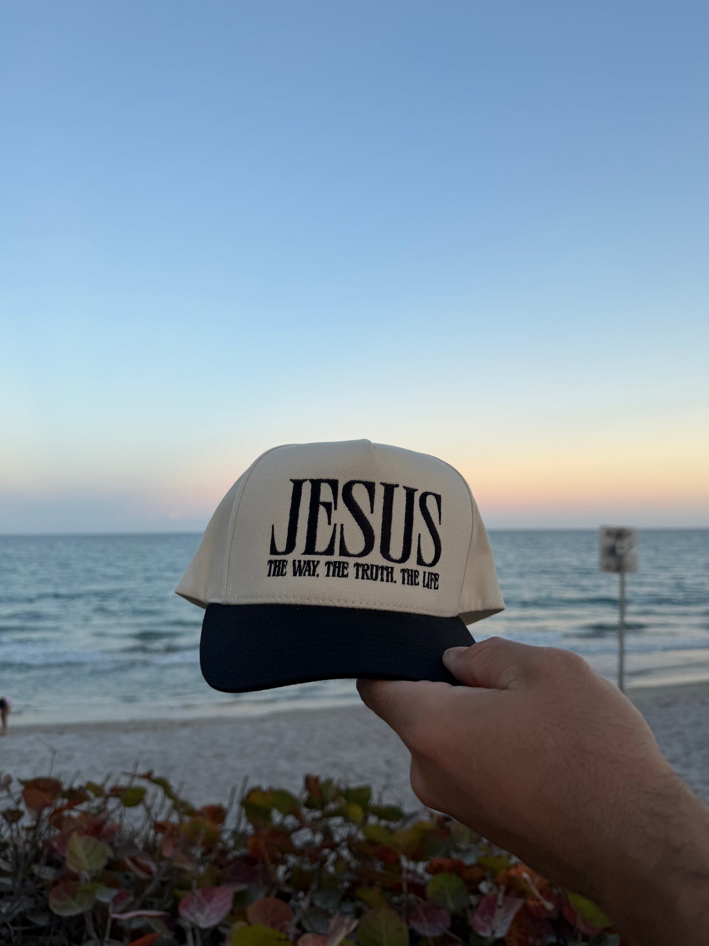Jesus Typography Embroidered Trucker Hat